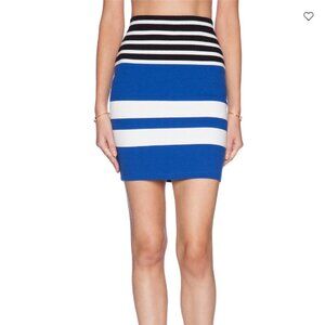 T by Alexander Wang Engineer Stripe Pencil Mini Skirt Blue White, Women Small